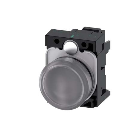 3SU1106-6AA70-3AA0 SIEMENS Indicator lights, 22 mm, round, plastic, clear, lens, smooth, with holder, LED mo..