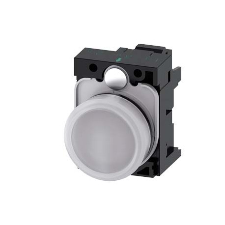 3SU1106-6AA60-3AA0 SIEMENS Indicator lights, 22 mm, round, plastic, white, lens, smooth, with holder, LED mo..