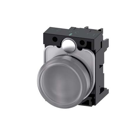 3SU1106-6AA70-1AA0 SIEMENS Indicator lights, 22 mm, round, plastic, clear, lens, smooth, with holder, LED mo..
