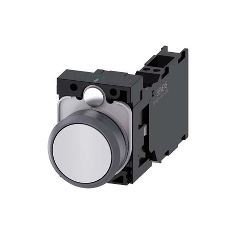 3SU1130-0AB60-3FA0 SIEMENS Pushbutton, 22 mm, round, plastic with metal front ring, white, pushbutton, flat,..