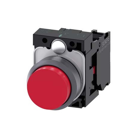 3SU1130-0BB20-1CA0 SIEMENS Pushbutton, 22 mm, round, plastic with metal front ring, red, pushbutton, raised,..