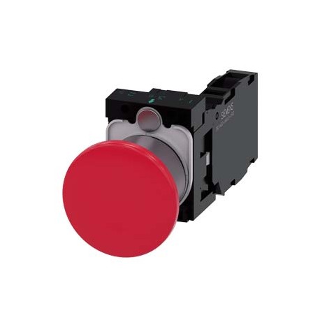 3SU1130-1BA20-1FA0 SIEMENS Mushroom pushbutton, 22 mm, round, plastic with metal front ring, red, 40 mm, lat..