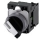 3SU1130-2BF60-1BA0 SIEMENS selector, iluminable, 22 mm, redondo, plástico con anillo frontal de metal, blanc..