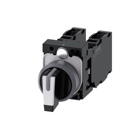 3SU1130-2BL60-1LA0 SIEMENS selector, iluminable, 22 mm, redondo, plástico con anillo frontal de metal, blanc..