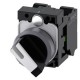 3SU1130-2BF60-3MA0 SIEMENS selector, iluminable, 22 mm, redondo, plástico con anillo frontal de metal, blanc..