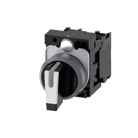 3SU1130-2BL60-1NA0 SIEMENS selector, iluminable, 22 mm, redondo, plástico con anillo frontal de metal, blanc..