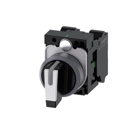 3SU1130-2BL60-3NA0 SIEMENS selector, iluminable, 22 mm, redondo, plástico con anillo frontal de metal, blanc..