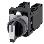 3SU1130-2BM60-1LA0 SIEMENS Selector switch, illuminable, 22 mm, round, plastic with metal front ring, white,..