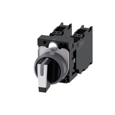 3SU1130-2BL60-3LA0 SIEMENS selector, iluminable, 22 mm, redondo, plástico con anillo frontal de metal, blanc..