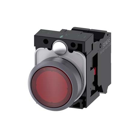 3SU1132-0AB20-3CA0 SIEMENS Illuminated pushbutton, 22 mm, round, plastic with metal front ring, red, pushbut..