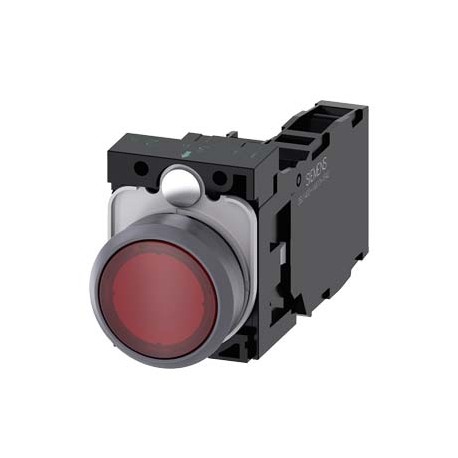 3SU1132-0AB20-1FA0 SIEMENS Illuminated pushbutton, 22 mm, round, plastic with metal front ring, red, pushbut..