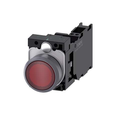 3SU1132-0AB20-3FA0 SIEMENS Illuminated pushbutton, 22 mm, round, plastic with metal front ring, red, pushbut..