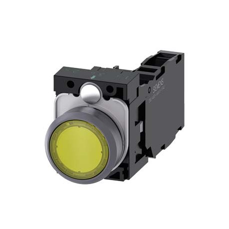 3SU1132-0AB30-1FA0 SIEMENS Illuminated pushbutton, 22 mm, round, plastic with metal front ring, yellow, push..