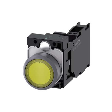 3SU1132-0AB30-3FA0 SIEMENS Illuminated pushbutton, 22 mm, round, plastic with metal front ring, yellow, push..