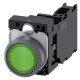 3SU1132-0AB40-3FA0 SIEMENS Illuminated pushbutton, 22 mm, round, plastic with metal front ring, green, pushb..