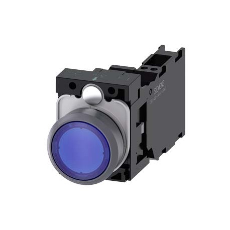 3SU1132-0AB50-3FA0 SIEMENS Illuminated pushbutton, 22 mm, round, plastic with metal front ring, blue, pushbu..
