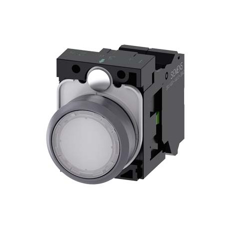 3SU1132-0AB60-3BA0 SIEMENS Illuminated pushbutton, 22 mm, round, plastic with metal front ring, white, pushb..