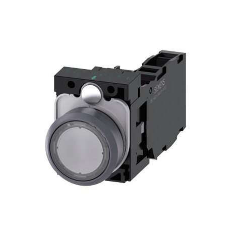 3SU1132-0AB70-1FA0 SIEMENS Illuminated pushbutton, 22 mm, round, plastic with metal front ring, clear, pushb..