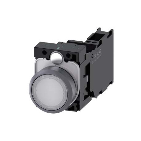 3SU1132-0AB60-3FA0 SIEMENS Illuminated pushbutton, 22 mm, round, plastic with metal front ring, white, pushb..