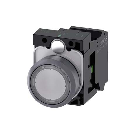 3SU1132-0AB70-3BA0 SIEMENS Illuminated pushbutton, 22 mm, round, plastic with metal front ring, clear, pushb..