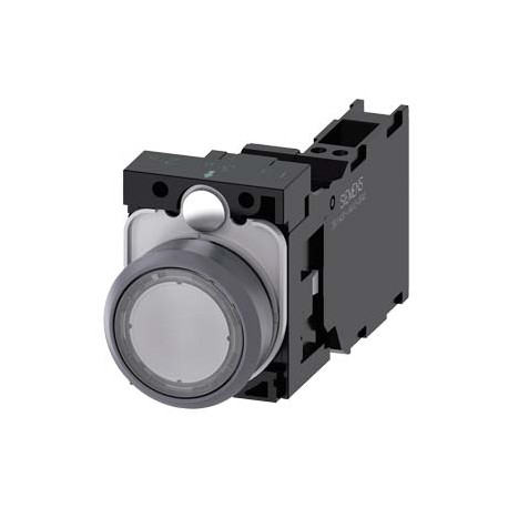 3SU1132-0AB70-3FA0 SIEMENS Illuminated pushbutton, 22 mm, round, plastic with metal front ring, clear, pushb..