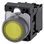 3SU1133-0AB30-1BA0 SIEMENS Leuchtdrucktaster, 22 mm, rund, Kunststoff mit Metallfrontring, gelb, Druckknopf,..