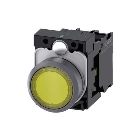 3SU1133-0AB30-1BA0 SIEMENS Illuminated pushbutton, 22 mm, round, plastic with metal front ring, yellow, push..