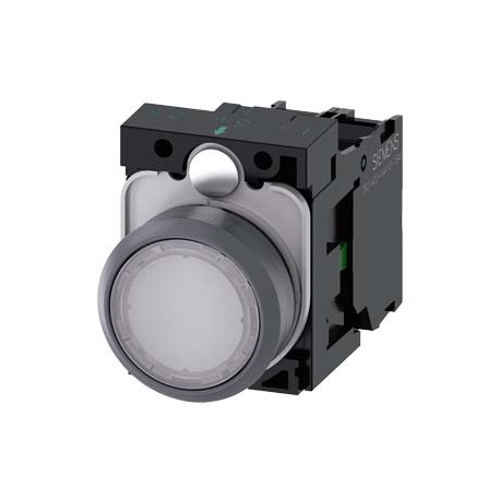 3SU1133-0AB60-1BA0 SIEMENS Illuminated pushbutton, 22 mm, round, plastic with metal front ring, white, pushb..