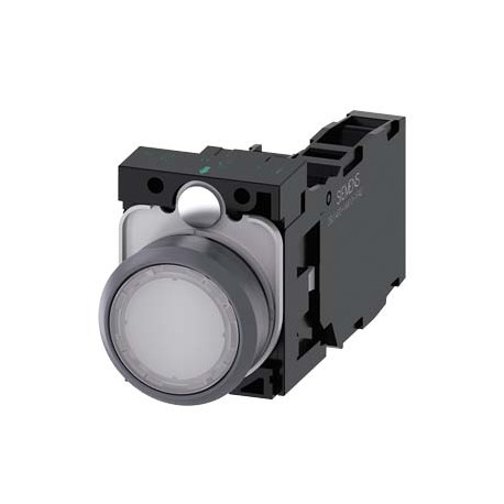 3SU1133-0AB60-1FA0 SIEMENS Illuminated pushbutton, 22 mm, round, plastic with metal front ring, white, pushb..