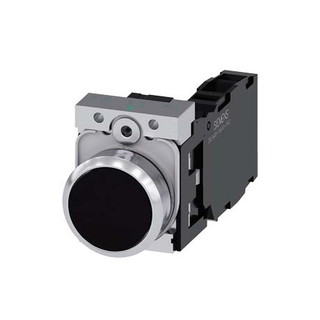 3SU1150-0AB10-1FA0 SIEMENS Pushbutton, 22 mm, round, metal, shiny, black, pushbutton, flat, momentary contac..