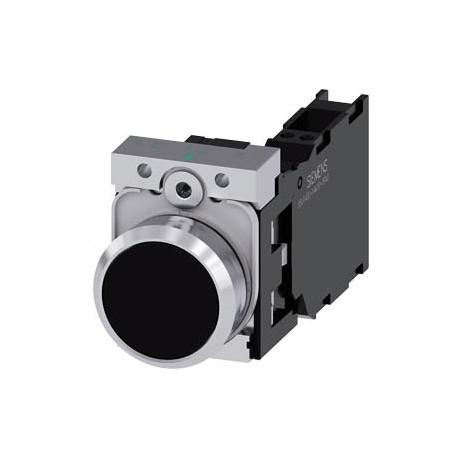 3SU1150-0AB10-3FA0 SIEMENS Pushbutton, 22 mm, round, metal, shiny, black, pushbutton, flat, momentary contac..
