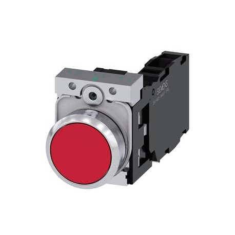 3SU1150-0AB20-1FA0 SIEMENS Pushbutton, 22 mm, round, metal, shiny, red, pushbutton, flat, momentary contact ..