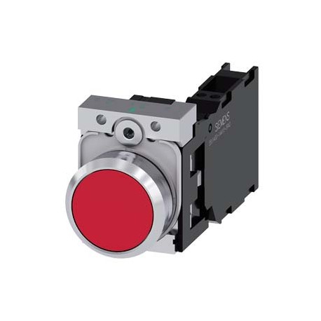 3SU1150-0AB20-3FA0 SIEMENS Pushbutton, 22 mm, round, metal, shiny, red, pushbutton, flat, momentary contact ..