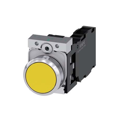 3SU1150-0AB30-1FA0 SIEMENS pulsante, 22 mm, rotondo, in metallo, lucido, giallo, bottone, piatto, ad impulso..
