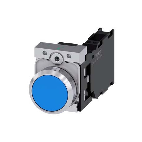 3SU1150-0AB50-3FA0 SIEMENS Pushbutton, 22 mm, round, metal, shiny, blue, pushbutton, flat, momentary contact..