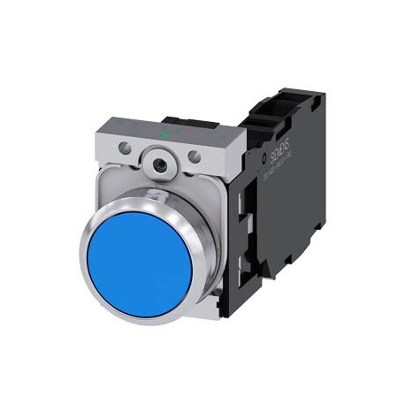 3SU1150-0AB50-1FA0 SIEMENS Pushbutton, 22 mm, round, metal, shiny, blue, pushbutton, flat, momentary contact..
