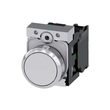 3SU1150-0AB60-1BA0 SIEMENS Pushbutton, 22 mm, round, metal, shiny, white, pushbutton, flat, momentary contac..