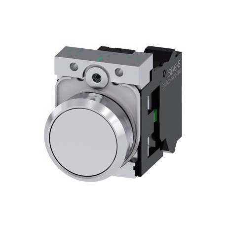 3SU1150-0AB60-3BA0 SIEMENS Pushbutton, 22 mm, round, metal, shiny, white, pushbutton, flat, momentary contac..