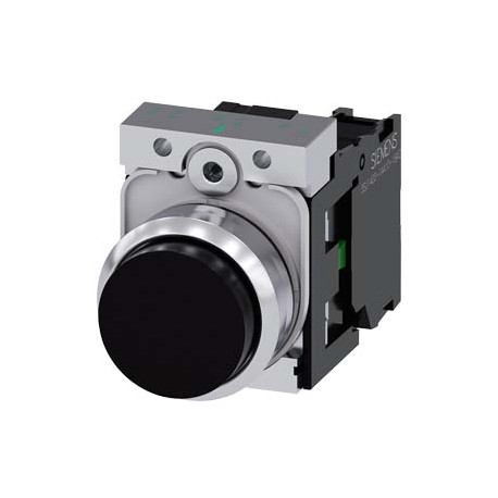 3SU1150-0BB10-1BA0 SIEMENS Pushbutton, 22 mm, round, metal, shiny, black, pushbutton, raised, momentary cont..