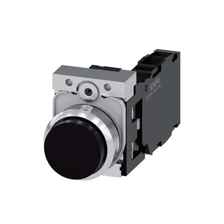 3SU1150-0BB10-1FA0 SIEMENS Pushbutton, 22 mm, round, metal, shiny, black, pushbutton, raised, momentary cont..