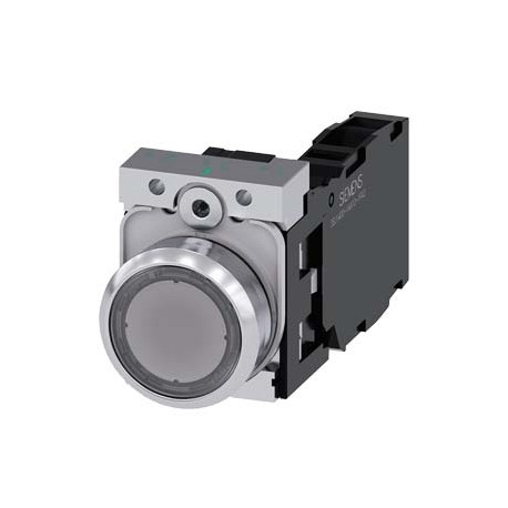 3SU1150-0AB70-1FA0 SIEMENS Pushbutton, 22 mm, round, metal, shiny, clear, pushbutton, flat, momentary contac..