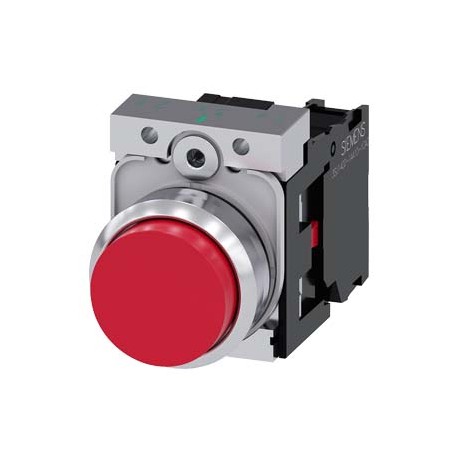 3SU1150-0BB20-1CA0 SIEMENS Pushbutton, 22 mm, round, metal, shiny, red, pushbutton, raised, momentary contac..