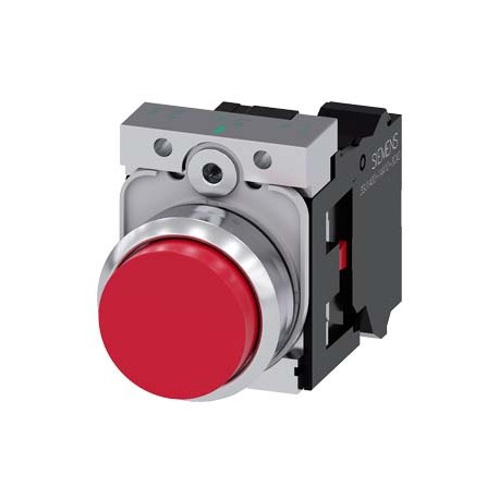 3SU1150-0BB20-3CA0 SIEMENS Pushbutton, 22 mm, round, metal, shiny, red, pushbutton, raised, momentary contac..