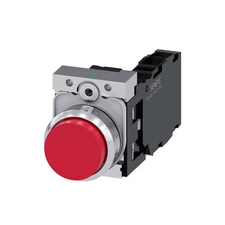 3SU1150-0BB20-1FA0 SIEMENS Pushbutton, 22 mm, round, metal, shiny, red, pushbutton, raised, momentary contac..