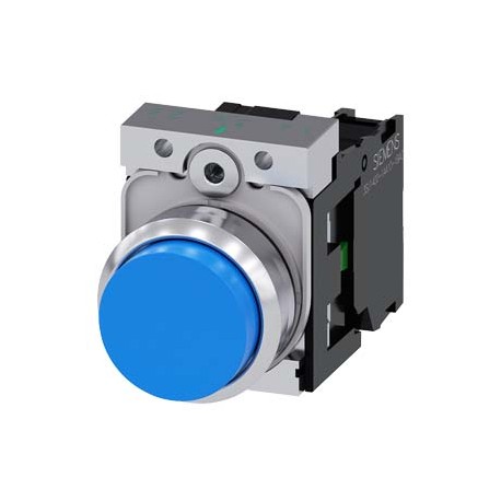 3SU1150-0BB50-1BA0 SIEMENS Pushbutton, 22 mm, round, metal, shiny, blue, pushbutton, raised, momentary conta..
