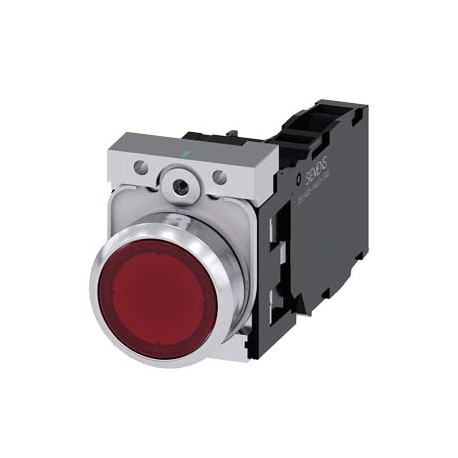 3SU1152-0AB20-1FA0 SIEMENS Illuminated pushbutton, 22 mm, round, metal, shiny, red, pushbutton, flat, moment..