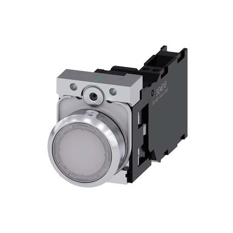3SU1152-0AB60-3FA0 SIEMENS Illuminated pushbutton, 22 mm, round, metal, shiny, white, pushbutton, flat, mome..
