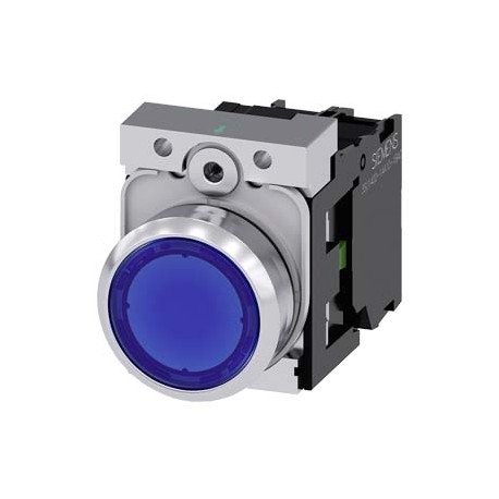 3SU1153-0AB50-1BA0 SIEMENS Leuchtdrucktaster, 22 mm, rund, Metall, hochglanz, blau, Druckknopf, flach, taste..