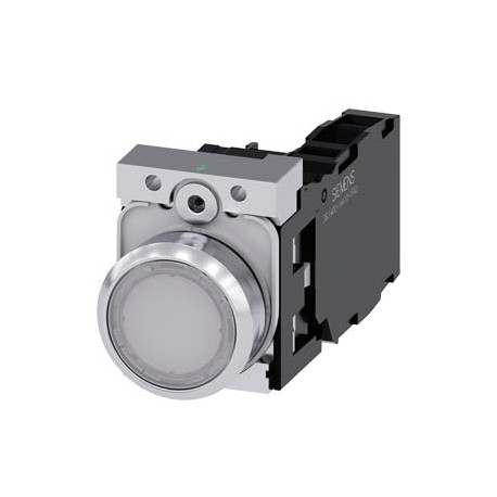 3SU1153-0AB60-1FA0 SIEMENS Illuminated pushbutton, 22 mm, round, metal, shiny, white, pushbutton, flat, mome..