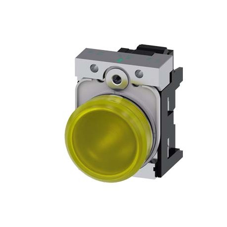 3SU1153-6AA30-3AA0 SIEMENS Indicator lights, 22 mm, round, metal, shiny, yellow, lens, smooth, with holder, ..